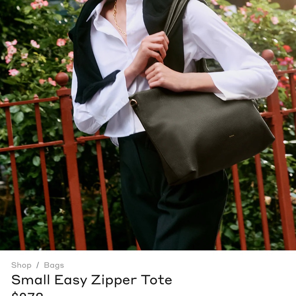 Cuyana Small Easy Zipper Tote - dark olive